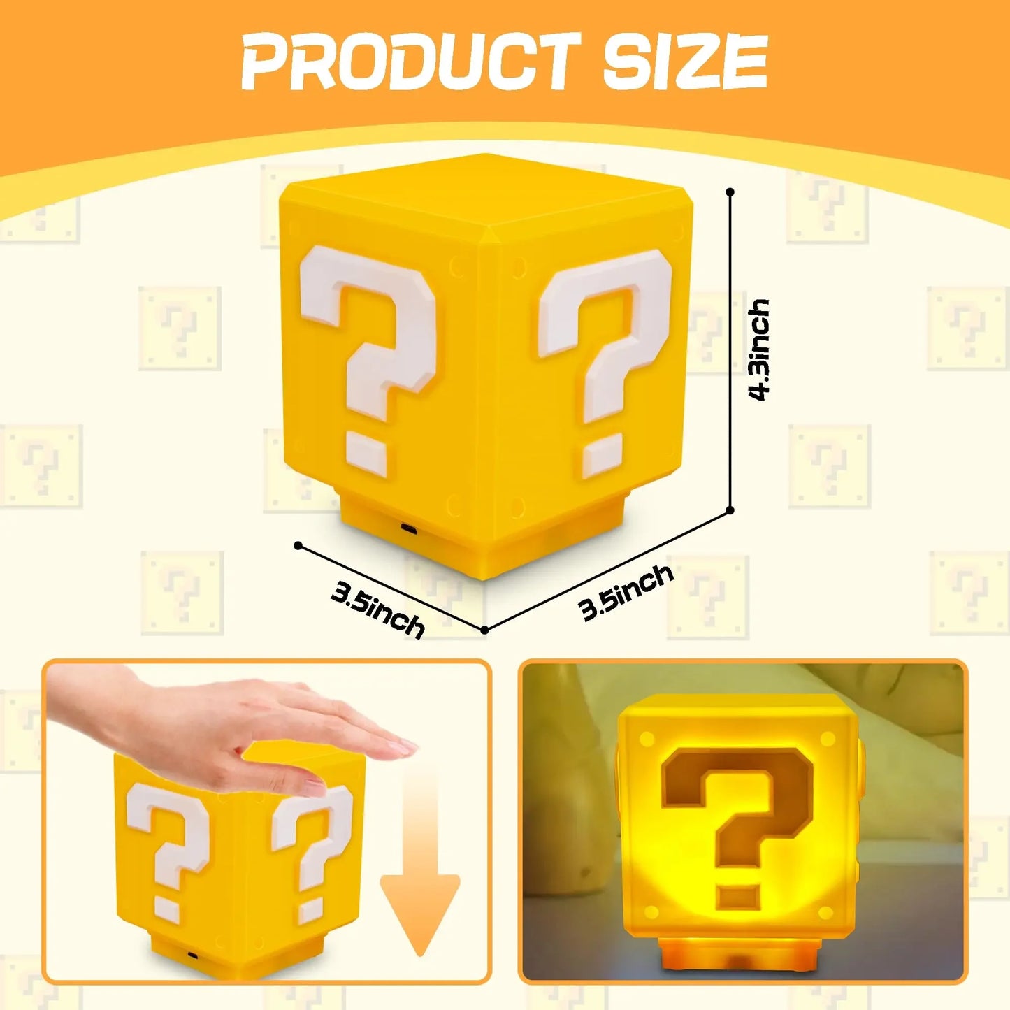 Super Mario - LED Question Mark & Star Night Light with Music